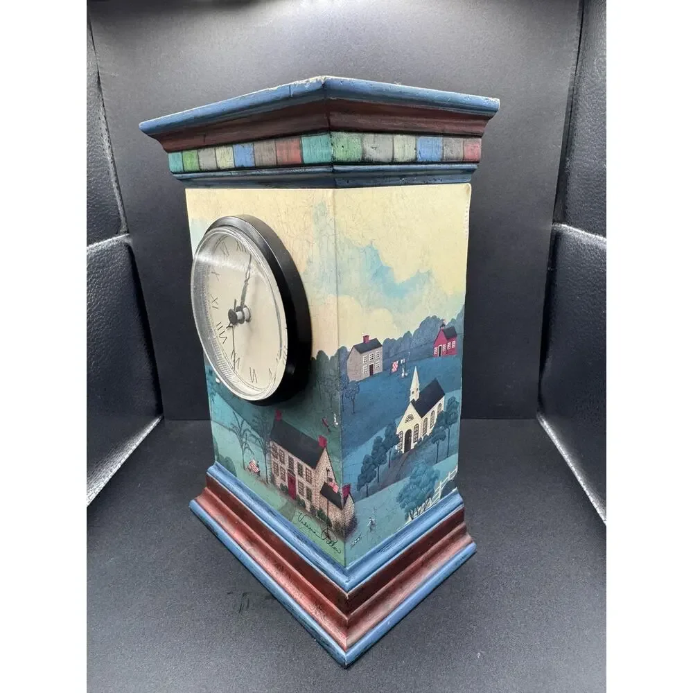 Valerie Pillow Folk Art Americana Wood Rural Country Farm Clock